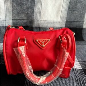 Prada Red Mini Bag with Gold Accents